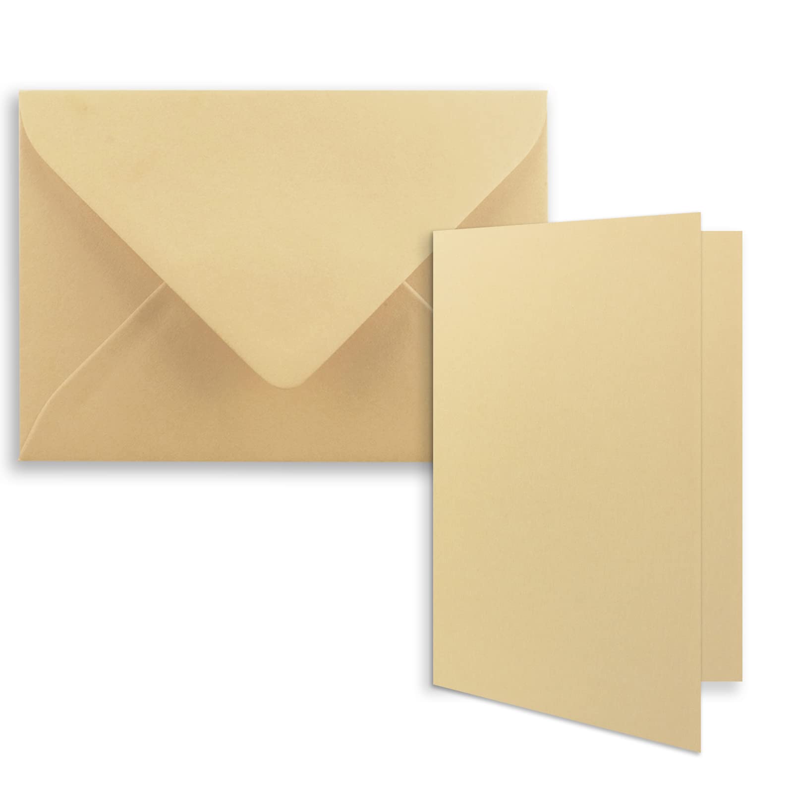 25x DIN B6 folding card set with envelopes in caramel - 120 x 170 mm - ideal for invitation cards, wedding, baptism, communion, confirmation - Brand: FarbenFroh