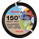 Strata 150 Feet Clothesline Outdoor Heavy Duty Galvanized Wire Steel Cable, Mocha PVC Coating - Clothes Line Wires for Outside Laundry Drying