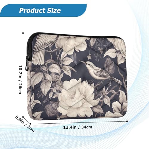 Funda para laptop 13-14 pulgadas impermeable flores y pájaros miniatura 3