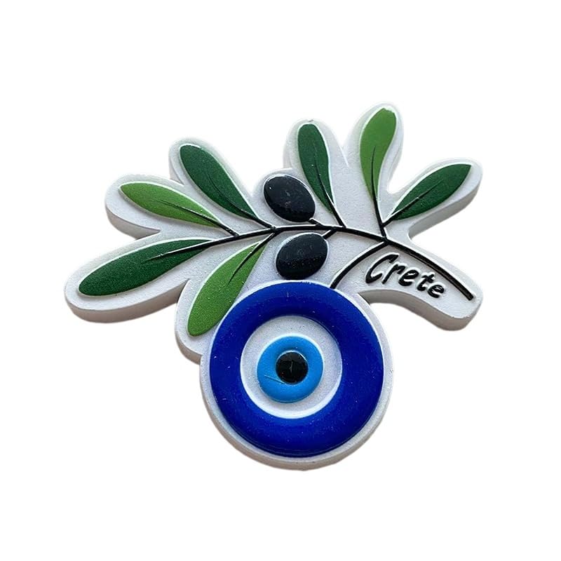 Imán decorativo Ojo Griego con rama de olivo 3.5 pulg miniatura 3
