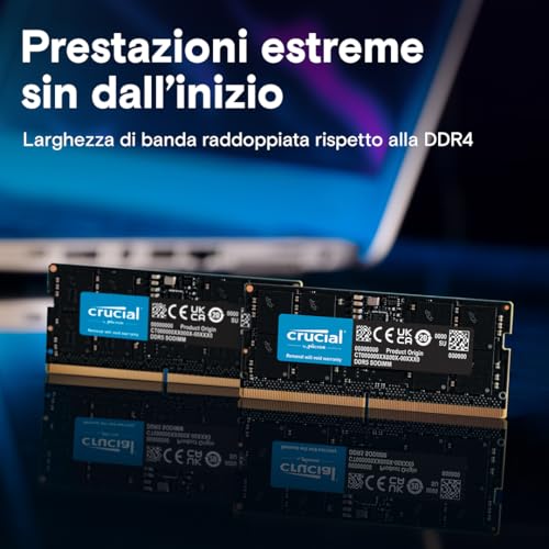 Memoria RAM per computer portatili da 32GB DDR5 a 5200MHz (o 4800MHz) - CT32G52C42S5 - RAM - Immagine 1