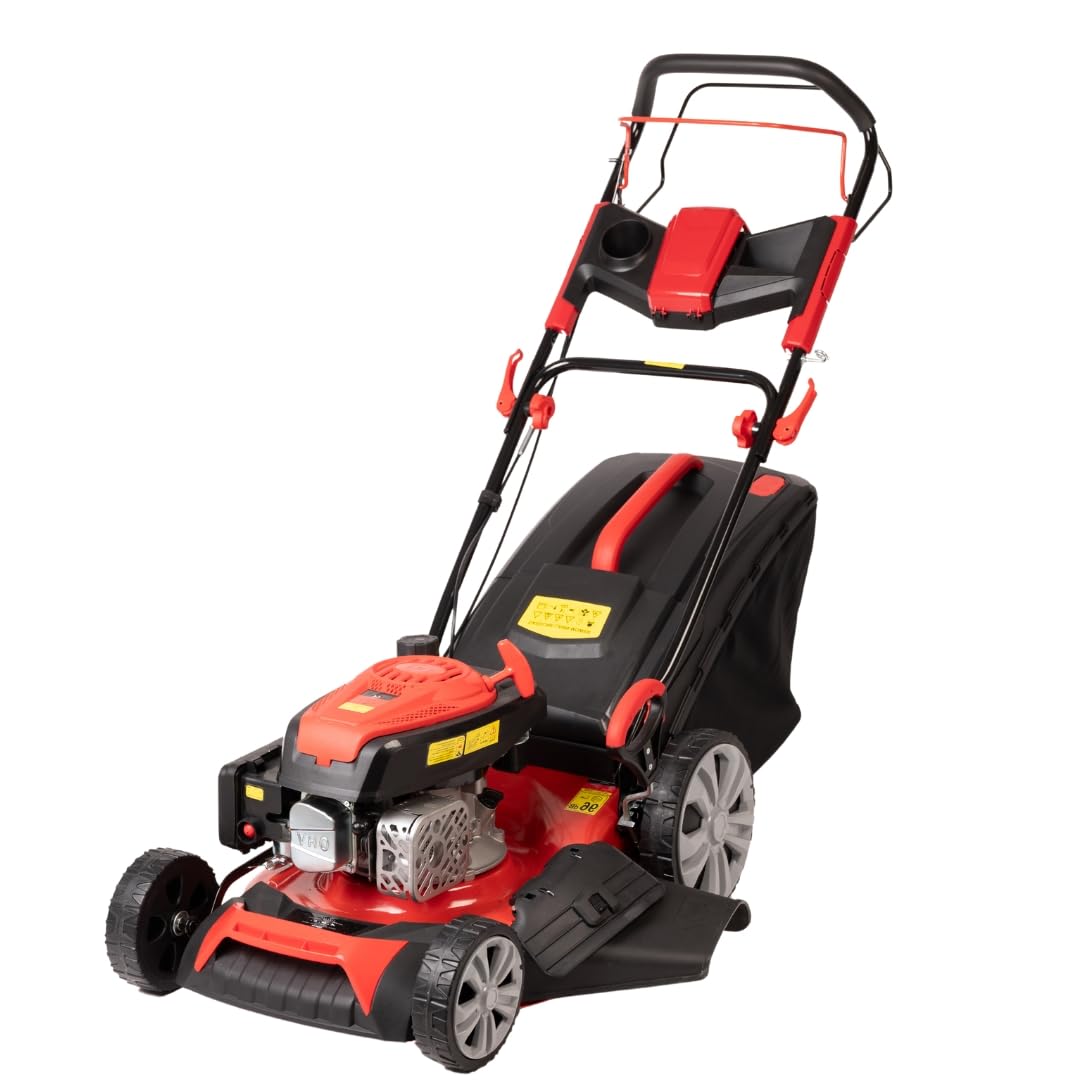 A.M.C. Tagliaerba a scoppio semovente 4in1-4 CV - Tosaerba a benzina - Motore 170cc 4 tempi con autotrazione - Larghezza di taglio 51cm - Mulching - cesto di raccolta 60L