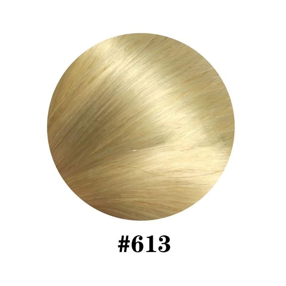 Miękkie dopinki do przedłużania włosów z klipsem, prawdziwe ludzkie włosy, #613 Blond, proste, 10–26 cali, brazylijskie dopinki do włosów Remy, 8 sztuk, 120 g długości (14 cali 120 g)