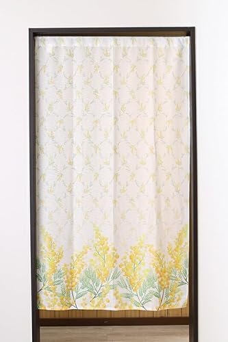 のれん 32015「ミモザ」 幅85×150cm 1枚入 ノレン 暖簾 花柄 みもざ 柄プリント 黄色 イエロー