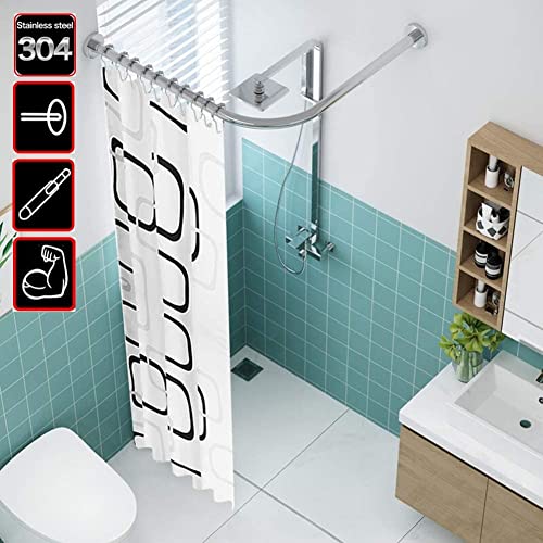 Finis les trous : Tringle à rideau de douche incurvée en L sans perçage pour baignoire