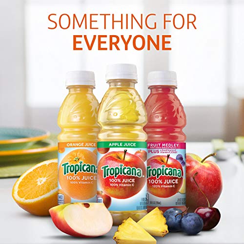 Image of Tropicana 100% Orange & Apple Juice Variety Pack, Single Serve, 10 Fl Oz Bottles (Pack of 15) - Real Fruit Juice, Vitamin C Rich, No Added Sugars, No Artificial Flavors