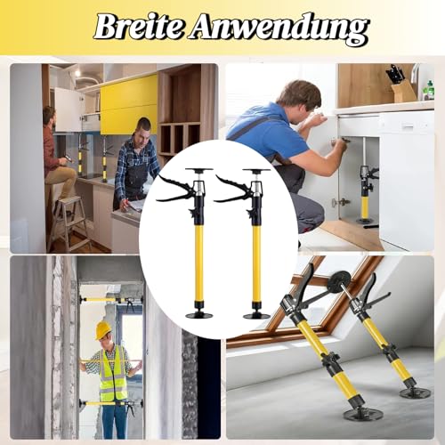 AmoreTempo 2 Stück Deckenstütze Montagestütze Einhandstütze Teleskopstützen Höhenverstellbar 30-59cm Türspanner Teleskopstange 40kg Tragkraft Zargenspanner Für Schrankmontage, Türzargen Montagehilfe