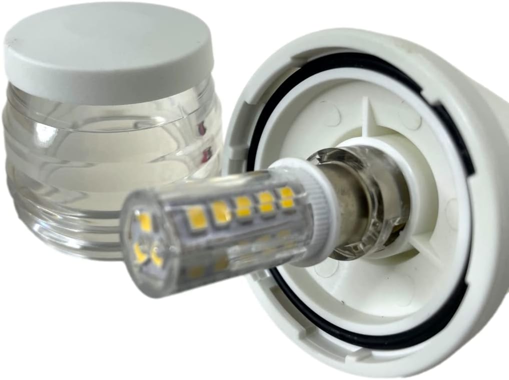 Pactrade Marine Boat LED All Round Anchor Navigation Light Clear Lens PA Housing 10-24VDC/2.5W Nature White 2NM IP:65 250 Lumen LM RoHS CE Certified (4-1/2" (White Housing))