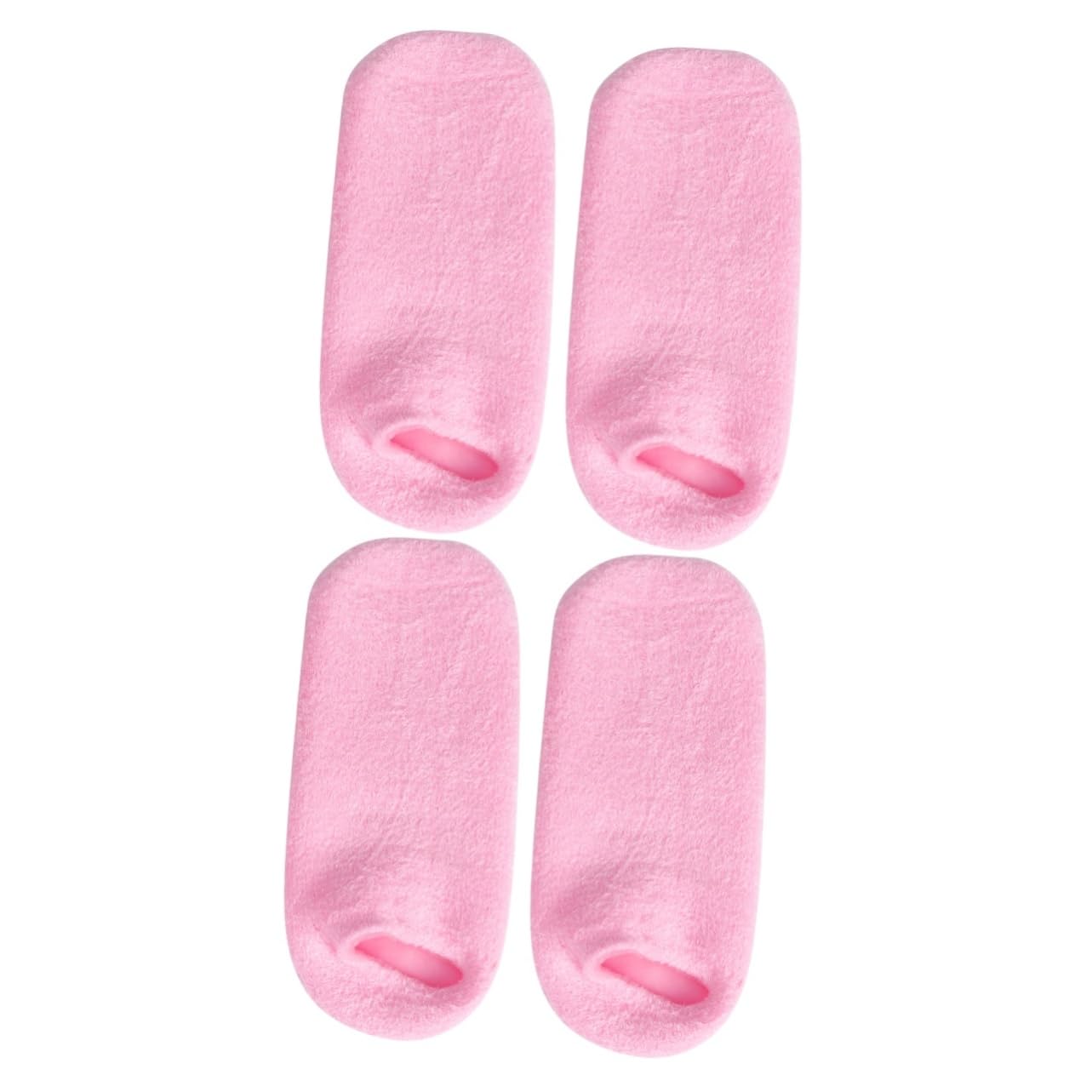 FRCOLOR Lot de 2 paires de chaussettes en gel Chaussettes de traitement pour le soin des pieds Chaussettes de en coton blanc Chaussettes en gel Spa Chaussettes de traitement des pieds