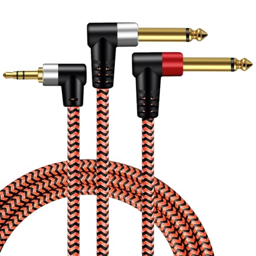 BMZFYBS Cable de 3,5 mm a 6,35 mm, Youii, 3,5 mm, TRS a doble de 6,35 mm, TS mono en ángulo recto, cable divisor estéreo en Y compatible con iPhone, iPod, reproductores de CD, sistemas estéreo