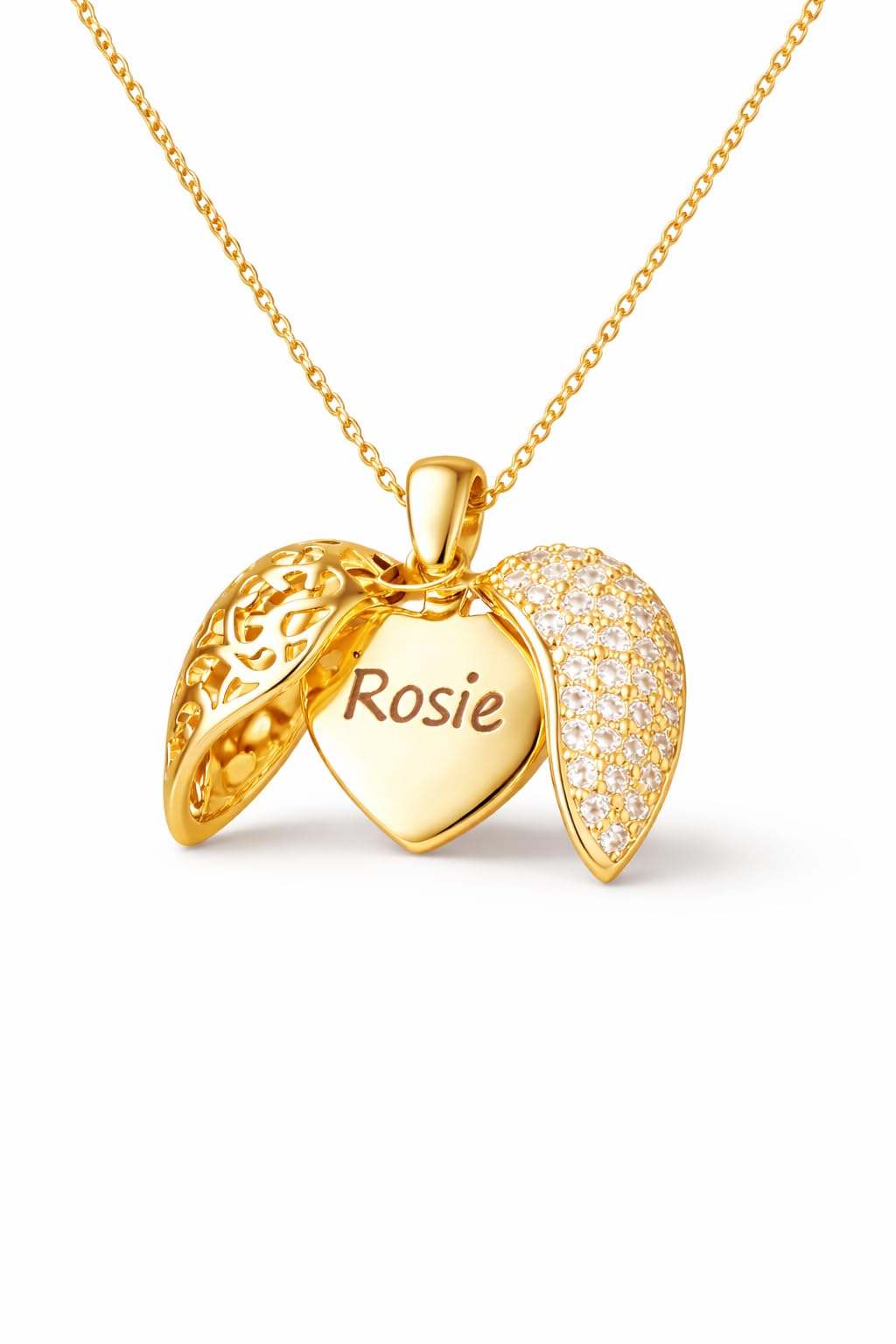 Customized Open Heart Pendant Necklace For Women With Name| Dainty Unique Necklaces | Personalized Gift For Her | Women's Accessories | Close & Open Heart Pendant Chain-image-14