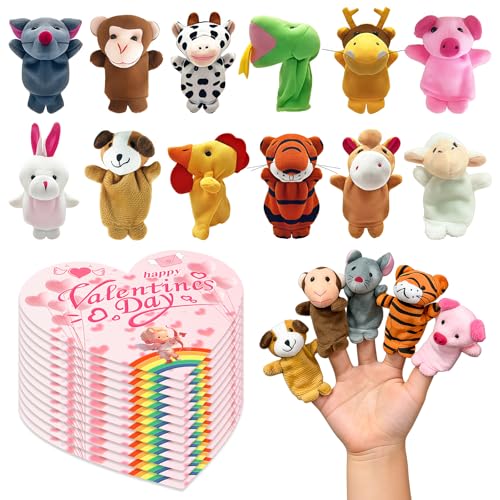 rytopt Finger Puppets, 12Pcs Animal Finger Puppets, Mini Plush Animal Assortment, Finger Family, Christmas, Party Favors, School Supplies, Valentine's...