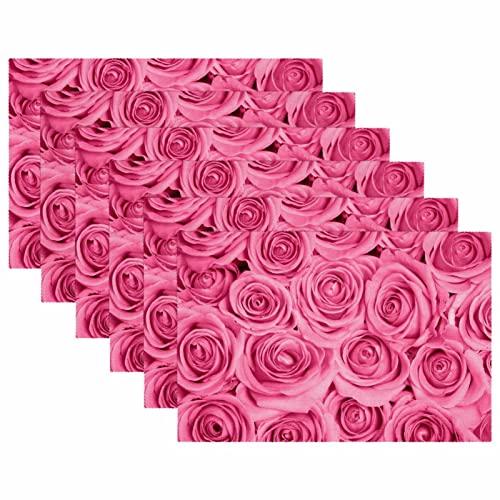 Set de table rose rectangulaire résistant à la chaleur pour salle à manger lot de 6 - 6