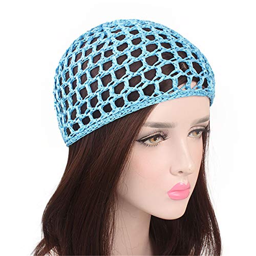 Image of Qianmome Women Soft Rayon Snood Hat Hair Net Crocheted Hair Net Cap Mix Colors