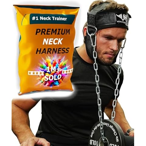 Vikingstrength Neck Harness Padded Strength Trainer- Premium Quality for Neck Curls and Training. Head Exerciser for Sports and Fitness, D ring + V-Strength Workout App Cover