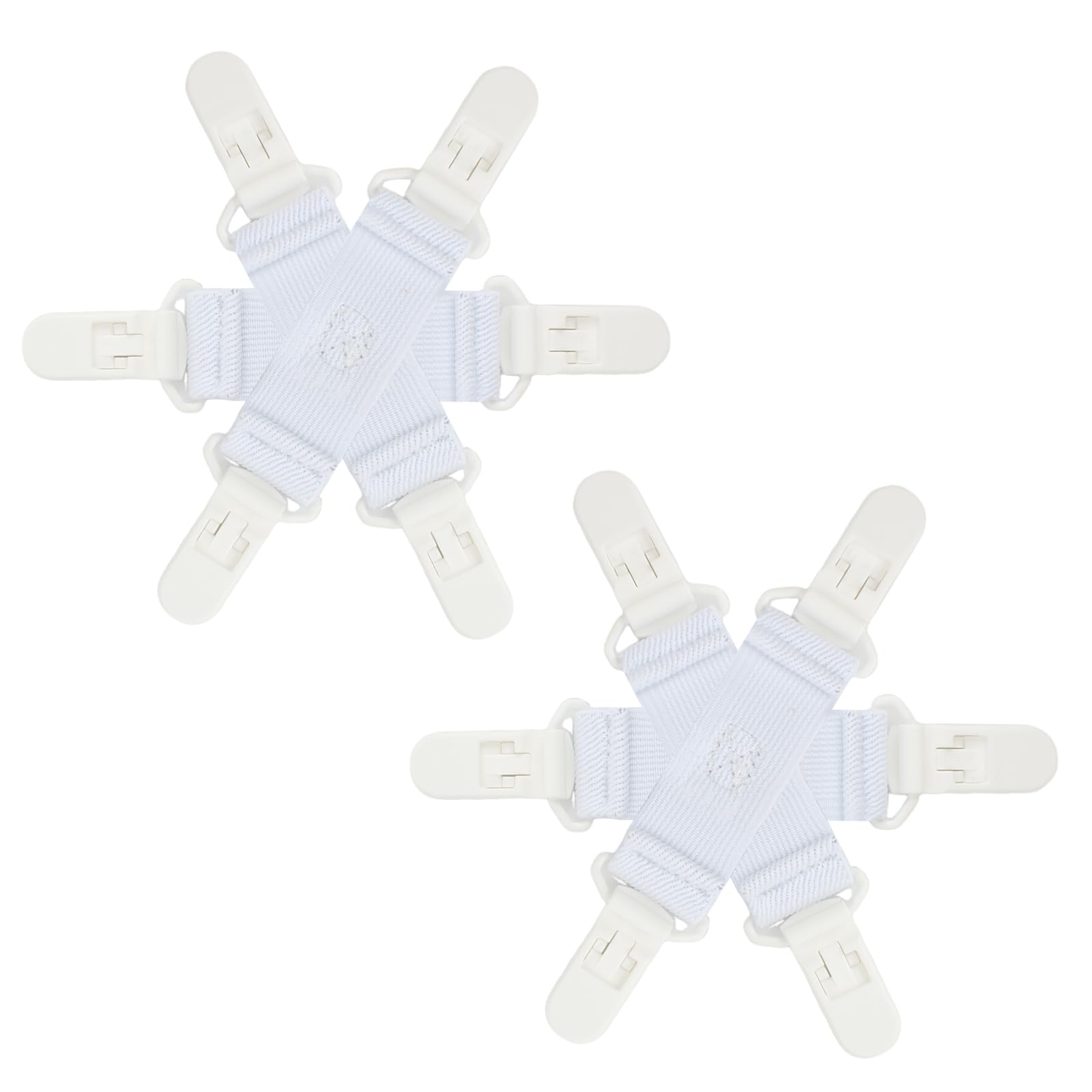 Lot de 2 draps démêlants avec 6 clips, housses de couette/couvertures contre les nœuds, les torsions et les bouloches dans le sèche-linge, la machine à laver et le sèche-linge, 2 pièces (blanc)