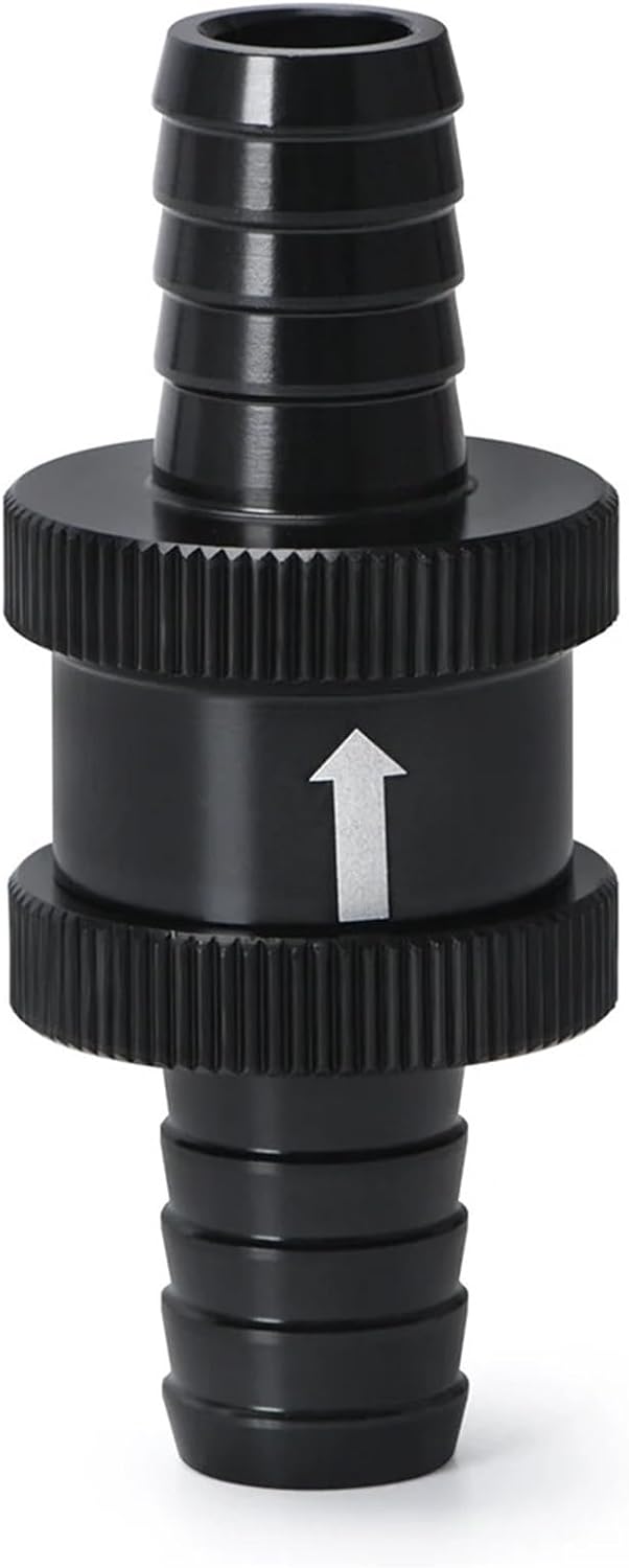 Black 4MM / 6MM / 8MM / 10MM / 12MM Non Return 1-Way Check Valve Aluminum Alloy(12MM)