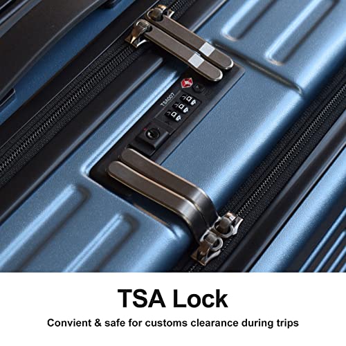 Tydeckare 20 Inch Luggage Carry On With Front Zipper Pocket, 22 X 14.6 X 10In, 45L, Lightweight Abs+Pc Hardshell Suitcase With Tsa Lock, Ykk Zipper & 4 Spinner Silent Wheels, Ice Blue #TOP4
