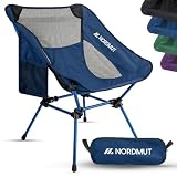 NORDMUT® Kampeerstoel – Klein opgevouwen formaat & ultralicht – Compacte met een draagvermogen van 150 kg – Lichtgewicht aluminium klapstoel voor buitenactiviteiten en festivals Blauw / 1 Stuk