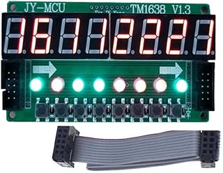 RELAND SUN TM1638 LED Module 8 Digit 8 Push Button Switch Red and green two-color indicator light 8 Bit Digital LED Tube (Red)