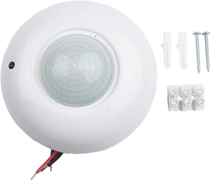 360° PIR Ceiling Motion Sensor Switch, Adjustable 2-7 Min Timer & 3-2000 Lux Day/Night Detection, 110-240V AC Infrared Occupancy Light Controller for Home(220~240V)