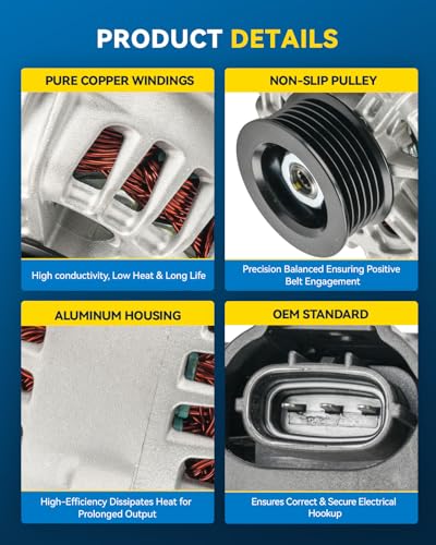 Image of PHILTOP New 11610N Alternator Compatible with 2013-2017 Hyundai Elantra GT, 90A Automotive Alternator