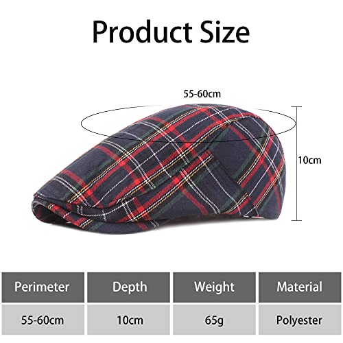 Dorriso Elegant Mens Flat Cap Adjustable Flat Caps Check Stripe Classic Beret Cap Travel Leisure Vacation Hats Men Newsboy Cabbie Driving Hat Cyan #TOP6
