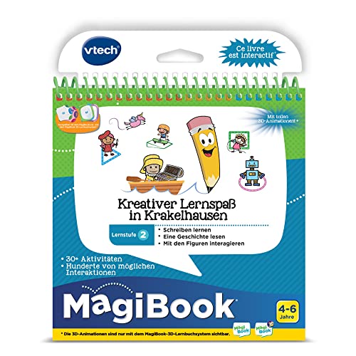 Vtech Lernstufe 2 - Kreativer Lernspaß in Krakelhausen 80-462604 Lernbuchsystem, Mehrfarbig