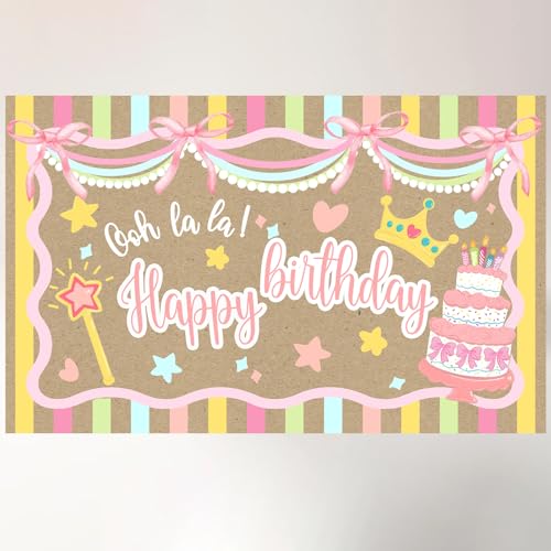 Happy Birthday Banner for Fancy Birthday Decorations Ooh La La Colorful Birthday Backdrop for Party Supplies