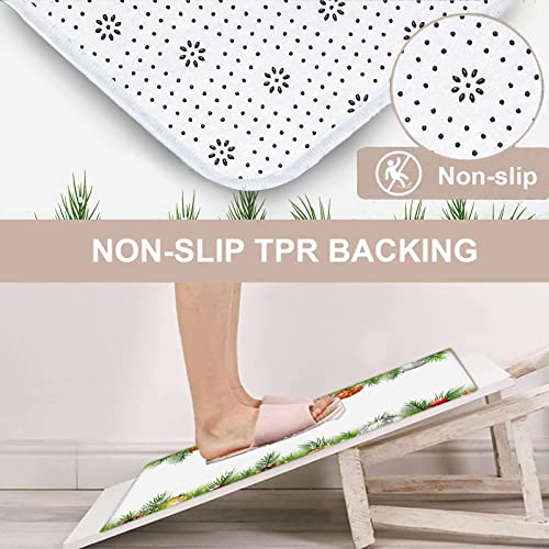 Artsocket Christmas Bathroom Rugs And Mats Sets 2 Piece, Christmas Pine Ball Snow Bathroom Rugs Non Slip, Snow Tree Absorbent Microfiber Memory Foam Bath Mat Machine Washable Bathroom Floor Mats #TOP2