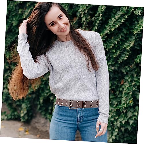 Delicate Pu Waist Belt for Men Retro Punk Style Star Eyelets Fashionable Casual Accessory for Jeans for Parties and Everyday Wear3