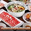 Ziliny 12 Pcs Disposable Aluminum Pot with Lid Round Foil Pans Disposable Cookware Food Container for Vacation Trips Camping Baking Heating Cooking (33.8 oz) #3