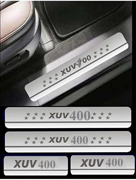 Image of AC Door Sill /Foot Step Stainless Steel Scuff Plate Plates Compatible with Mahindra XUV-400 (Set of 4 Pcs)