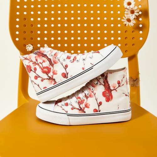 Image of yageyan Womens High Top Canvas Sneakers Fashion White Shoes for Women