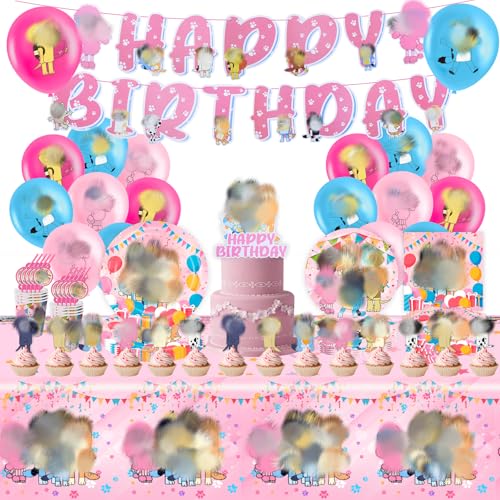 yumcute 103Pcs Party Supplies Set Birthday Decorations Birthday Balloon Party Paper Plates Cups Napkins Tablecloths Kids Decorations for 20 Guests