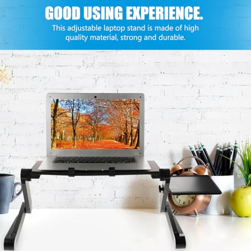 Soporte de laptop de aluminio con ventiladores y mouse pad plegable miniatura 6