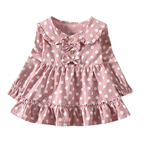 Vestido para Niña Fiesta Primavera Verano 2019,PAOLIAN Vestido Bebe Niña Princesa Manga Larga Bautiz 12 Meses-4 años Conjunto Nina Mono Bebe Recién Nacidos Falda Estampado Lunares Volantes