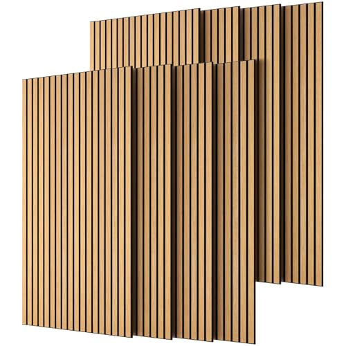 Image of TONOR 8 Pack Large Acoustic Panels,47.2 inch X 23.6 inch X 0.35 inch Acoustical Wall Panel, Self-Adhesive Sound Proof Panels, Decorative Soundproof Wall Panels for Echo Absorption for Home Studio Office, Oak