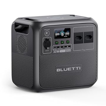 BLUETTI AC180 Gerador de Energia Solar, Bateria LiFePO4 de 1152Wh, 0-80% em 45 Minutos, 2 Saídas CA 120V|1800W (Pico de 2700W), Estação de Energia Portátil para Camping, Falta de Energia