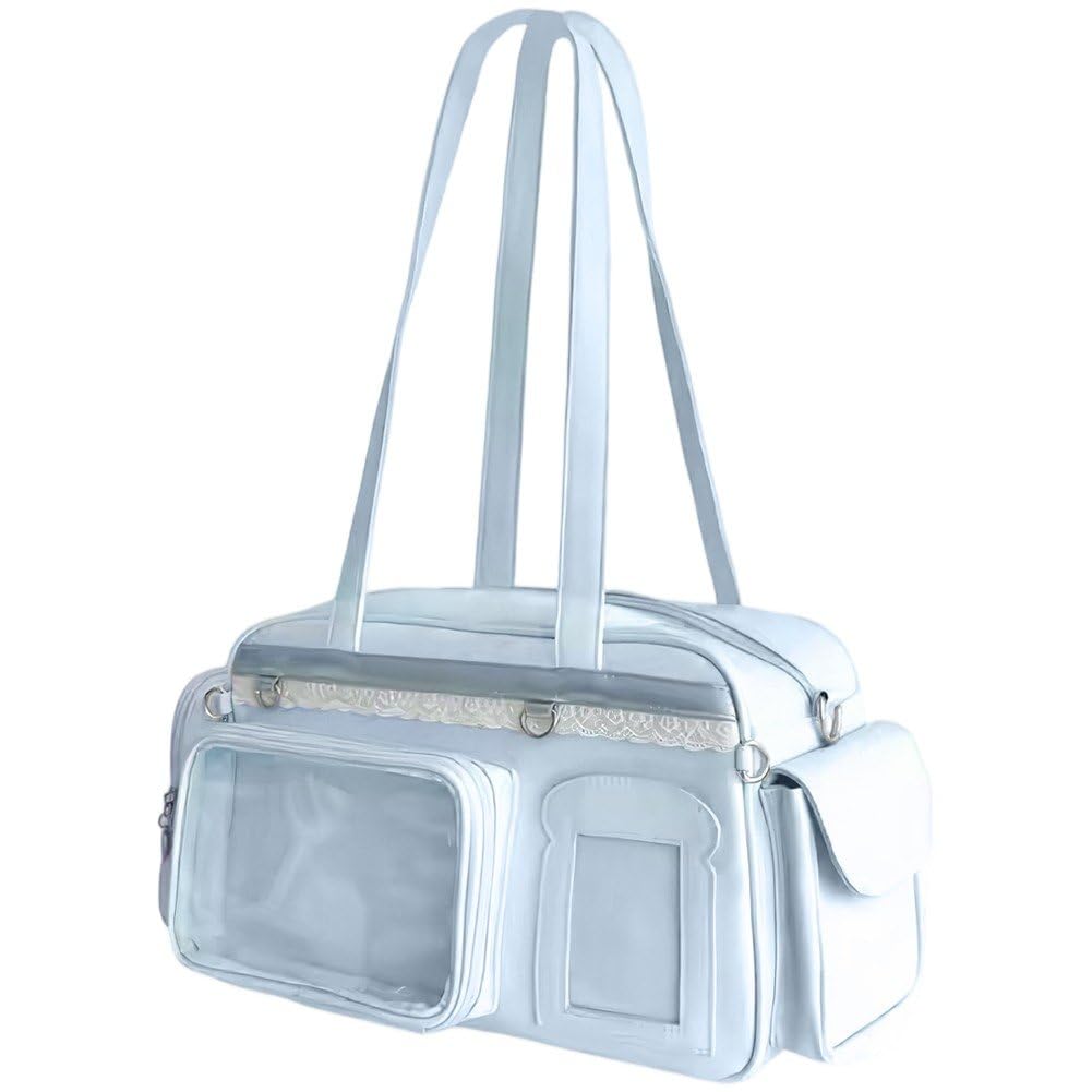 Hrippy Pu Transparent Y2k Ita Bag, Large Capacity Crossbody Pack for Women Concert Badge Display and Daily Outfit Match