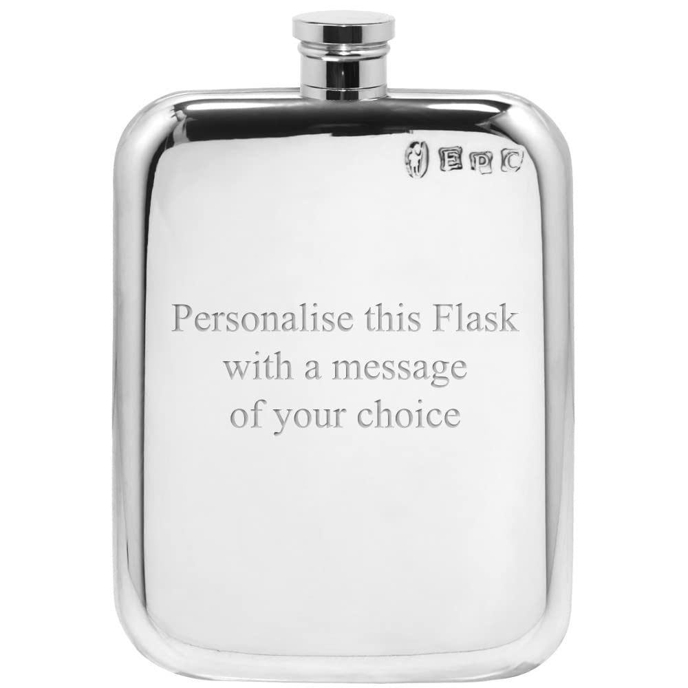 English Pewter Company Sheffield, England Women's Cream,Black English Pewter Company 4Oz Plain Pewter Hip Flask. Personalised With Free Engraving [Sf434]