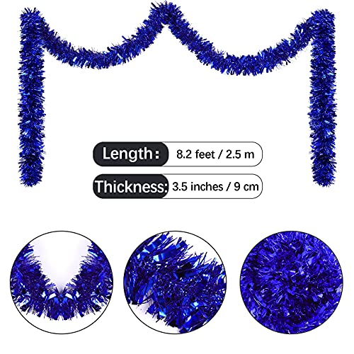 Fovths 6-Piece Colorful Christmas Tinsel Garland - Chunky Fine Decoration, 8.2 Feet Each, Luxury Tinsel for Indoor & Outdoor Party Decor