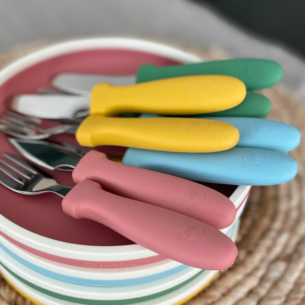 Couverts enfant en silicone 3 pièces - Jaune