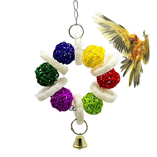 UU19EE Chewing Cage With Bell Bird Toys Multi Styles Parrot Toys Pet Bird Bites Climb Chew Toy Hanging Cockatiel Parakeet Climb