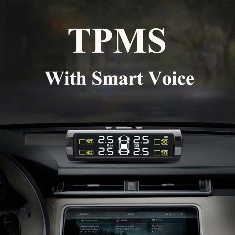 Tpms Sensore di Pressione dei Pneumatici for Auto Sensore for Moto Allarmi for Veicoli Kit sensori Sistema di monitoraggio Pneumatico for Auto Pressione Pneumatici(TPMS Smart Voice)