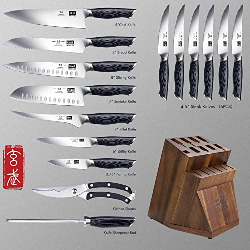 Knife Sets for Kitchen with Block, SHAN ZU Knife Block Set, Japanese