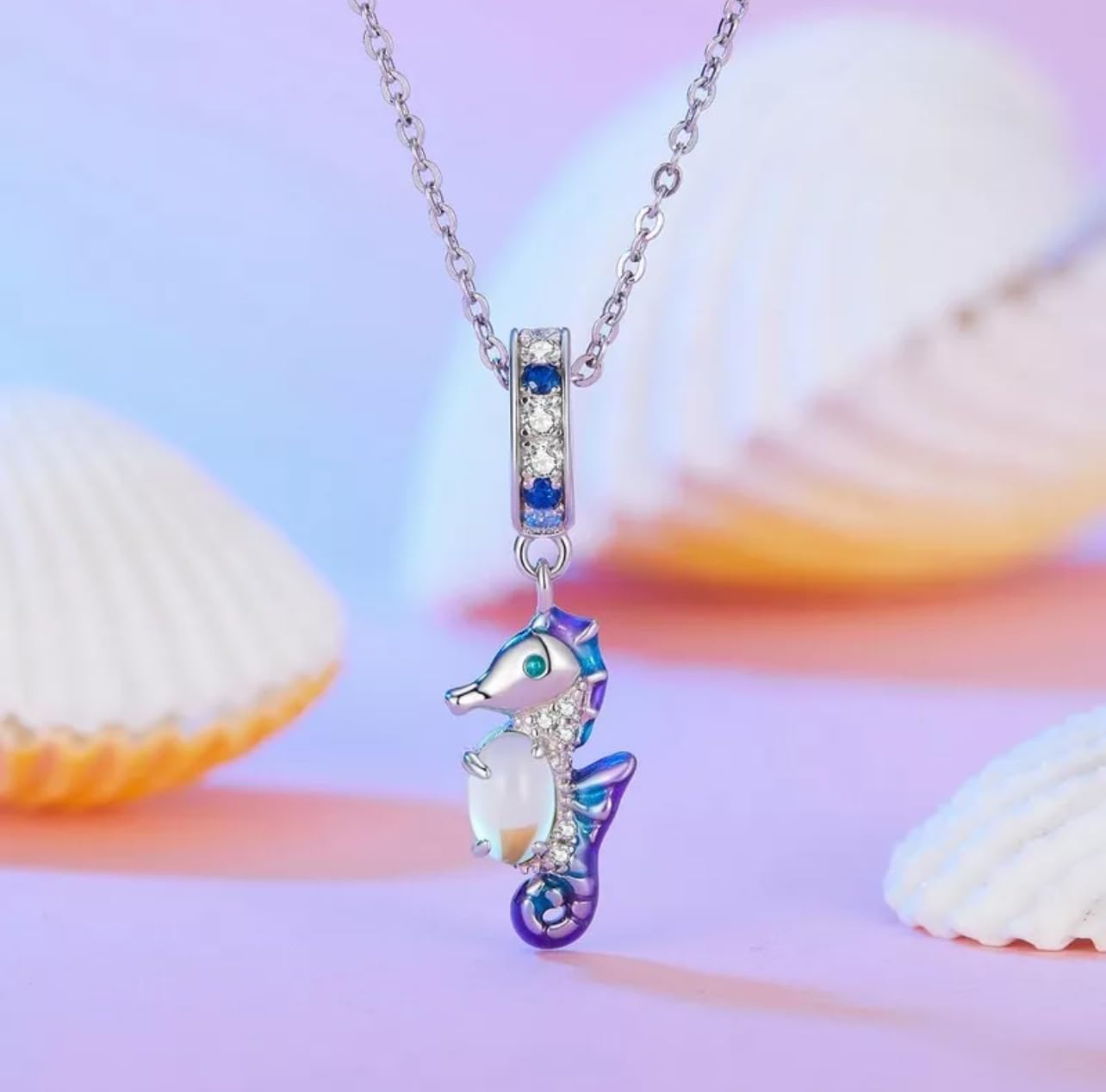 Abalorio Colgante de Caballo de mar, Animal de Vida Marina, Plata de Ley 925 auténtica, Compatible con Pulsera Pandora