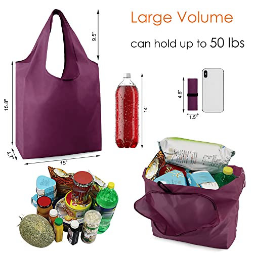 Image of BeeGreen Rolled Up Grocery Bags Reusable Shopping Bags Foldable for Groceries