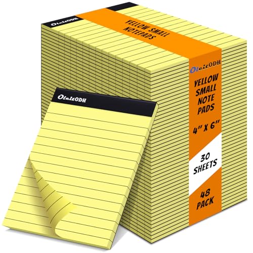 Image of Oleitodh 4x6 Notepads - 48 Pack Yellow Memo Pads Small Writing Pads with Perforated Lined Pages, Mini Note Pads 30 Sheets per Lined Note Pads 4x6, Pocket Notepads for Office School Home Supplies