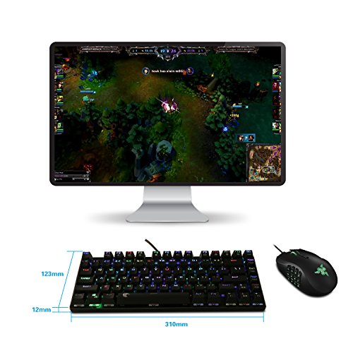 E-Element Z-88 RGB 60% Mechanical Gaming Keyboard, Red Switch, LED Backlit, Water Resistant, Compact 81 Keys Anti-Ghosting for Mac PC, Black